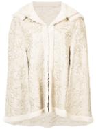 Oscar De La Renta Hooded Shearling Cape - Nude & Neutrals
