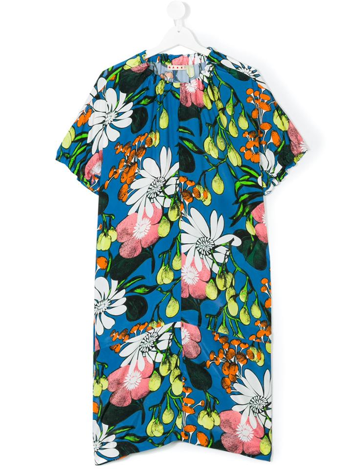 Marni Kids Floral Print Dress - Blue