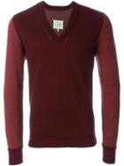 Maison Margiela Colour Block Sweater, Men's, Size: Medium, Red, Cotton
