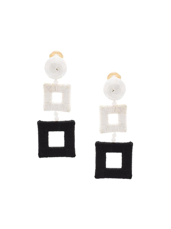 Oscar De La Renta Wrapped Double Square Earrings - Grey