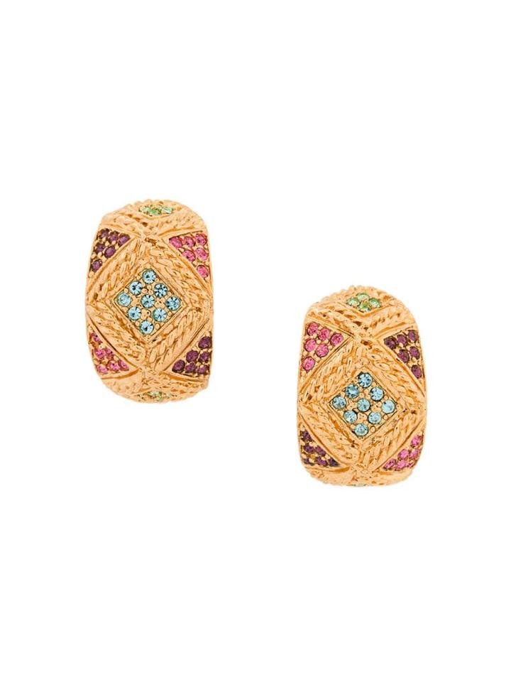 Susan Caplan Vintage 1980's D'orlan Vintage Hoop Earrings - Gold