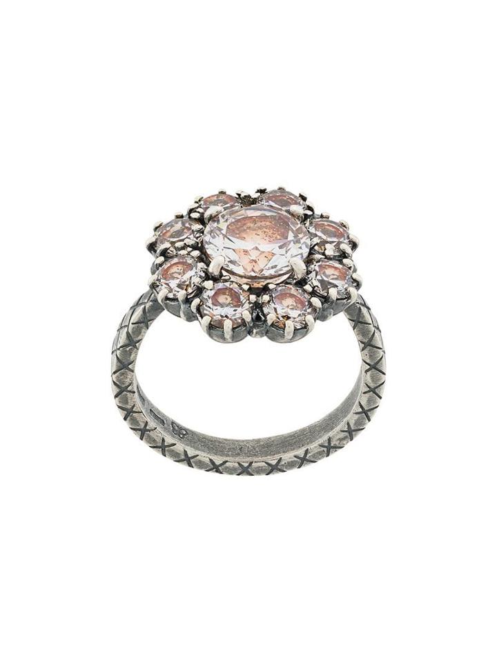 Bottega Veneta Brown Cubic Zirconia Jewel Encrusted Ring - Metallic