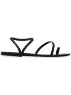 Ancient Greek Sandals Black Elefteria Braided Leather Sandals