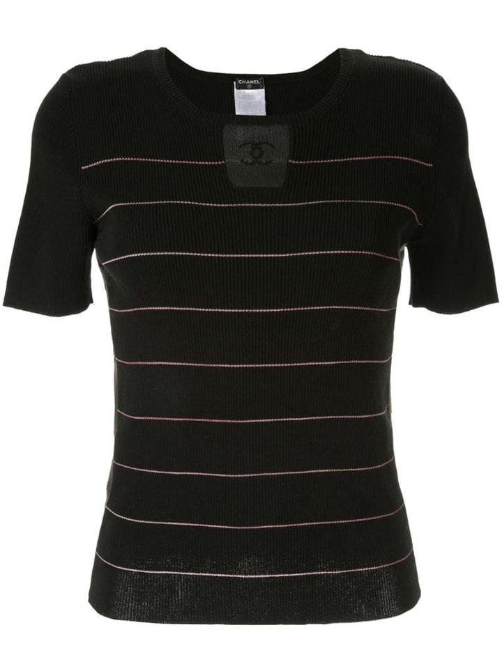 Chanel Pre-owned Knitted Striped Top - Black