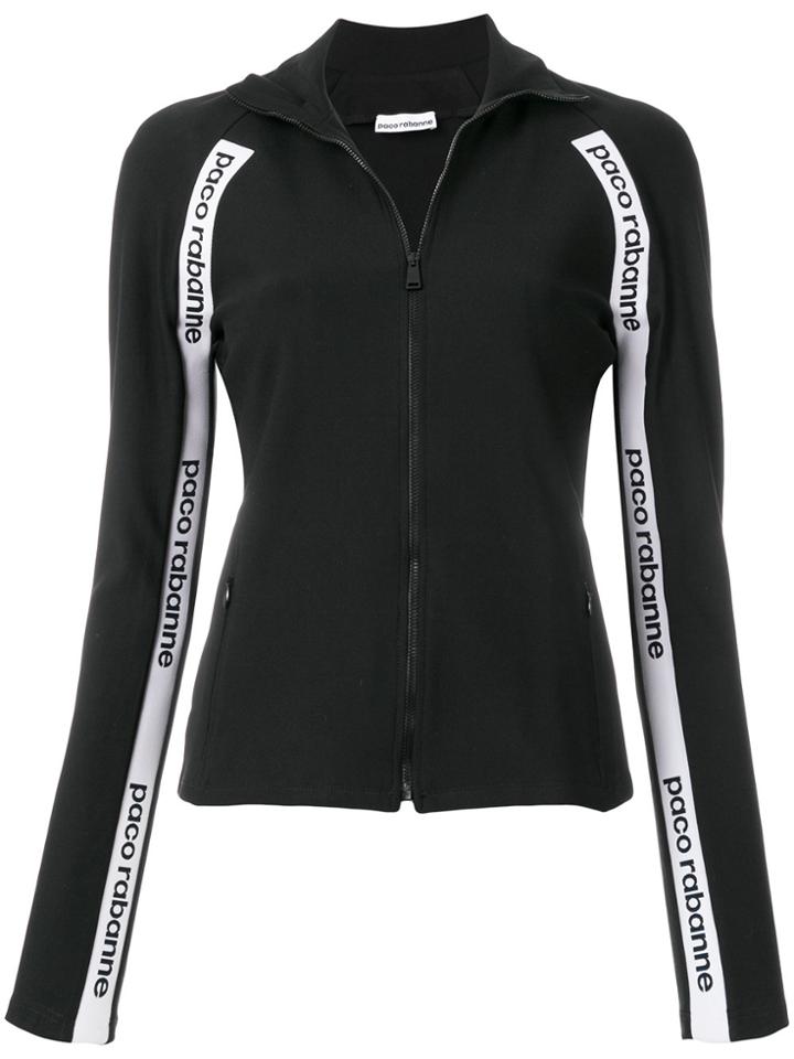 Paco Rabanne Logo Panel Zipped Sweatshirt - Black