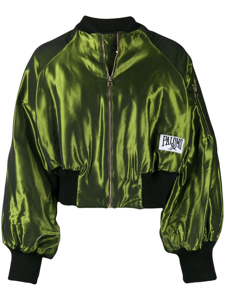 Palomo Spain Satin Bomber Jacket - Green