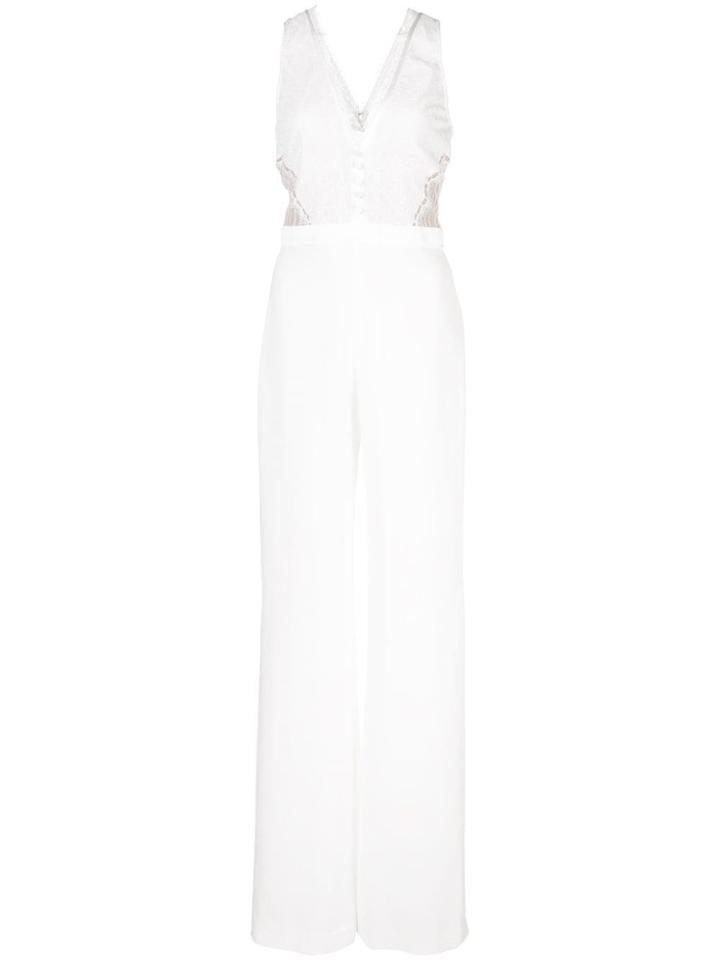 Jonathan Simkhai Sateen Lingerie Lace Jumpsuit - White
