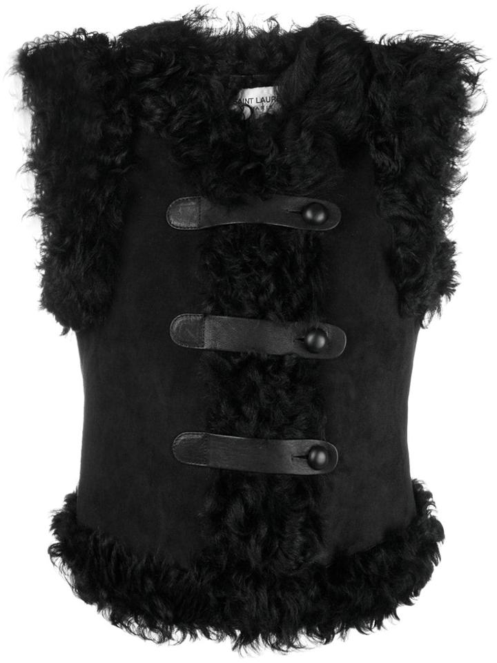 Saint Laurent Double Shearling Gilet - Black