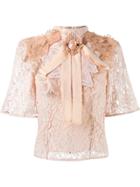 Martha Medeiros Lace Embellished Blouse - Pink & Purple