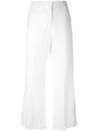Calvin Klein - Wide Leg Cropped Trousers - Women - Linen/flax - 42, White, Linen/flax