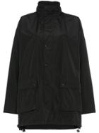 Balenciaga Long Print Hooded Windbreaker Jacket - Black