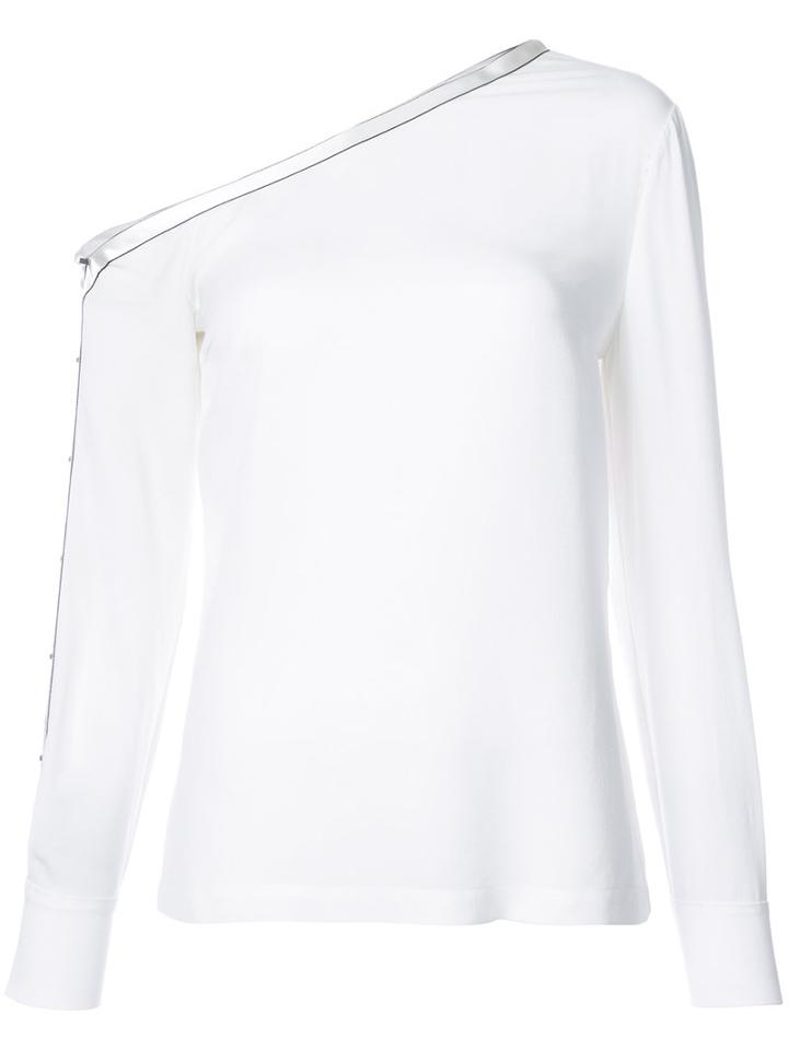 Yigal Azrouel - Asymmetric Shoulders Longsleeved Blouse - Women - Silk - 14, White, Silk