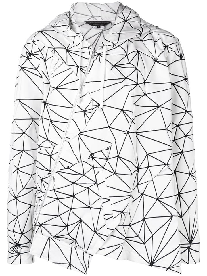 Comme Des Garçons Homme Plus Geometric Print Asymmetric Jacket - White