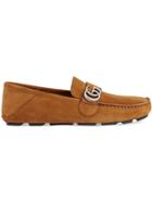 Gucci Driver Shoes With Double G Buckles - Brown