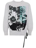 Election Reform Embroidered Patchwork Sweatshirt - Grey