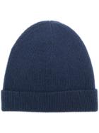 Cashmere In Love Cashmere Ribbed Beanie - Blue