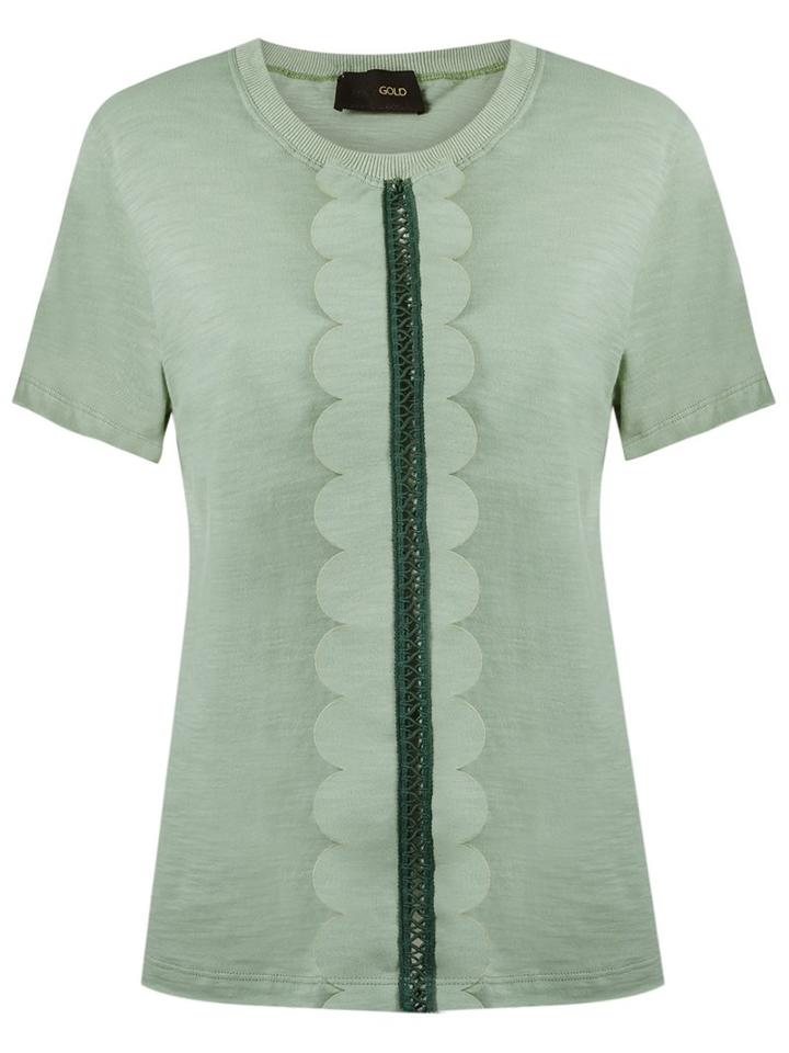 Andrea Bogosian Scalloped T-shirt, Women's, Size: Medium, Green, Cotton