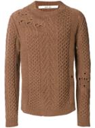 Damir Doma Distressed-effect Knitted Sweater - Brown