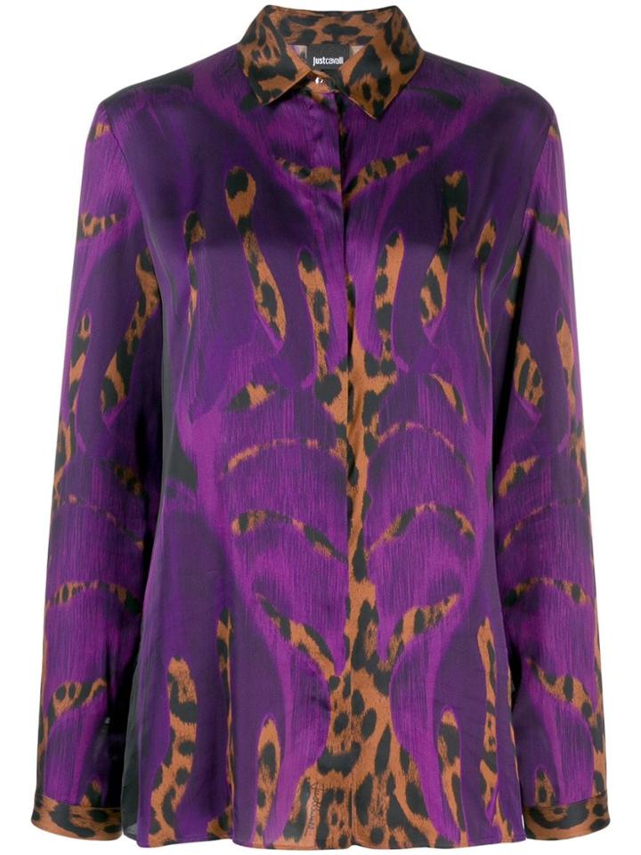Just Cavalli Leopard Print Blouse - Purple