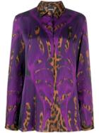 Just Cavalli Leopard Print Blouse - Purple