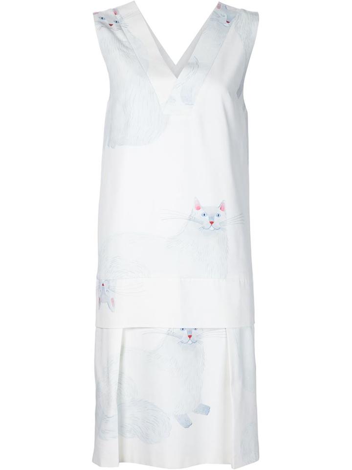 Arthur Arbesser Cat Print V-neck Dress