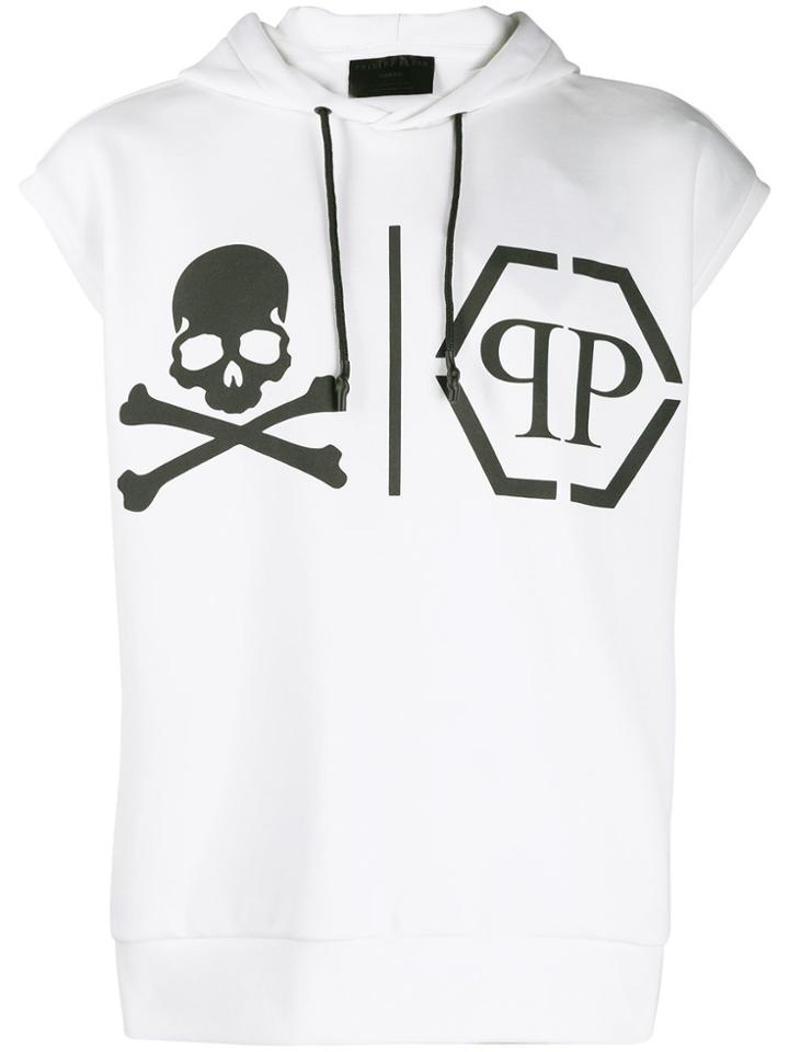 Philipp Plein Statement Sleeveless Hoodie - White
