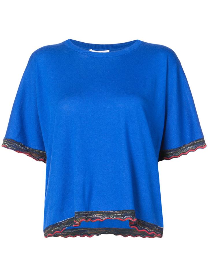 Derek Lam 10 Crosby Short Sleeve Sweater With Rib Trim - Blue