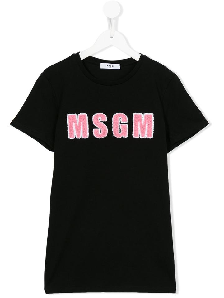 Msgm Kids Logo Appliqué T-shirt, Girl's, Size: 14 Yrs, Black