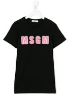 Msgm Kids Logo Appliqué T-shirt, Girl's, Size: 14 Yrs, Black