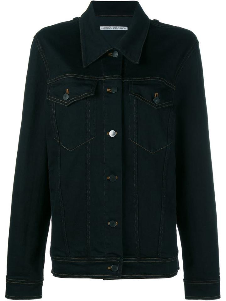 Alessandra Rich Crystal Embellished Denim Jacket, Women's, Size: 38, Blue, Cotton/spandex/elastane