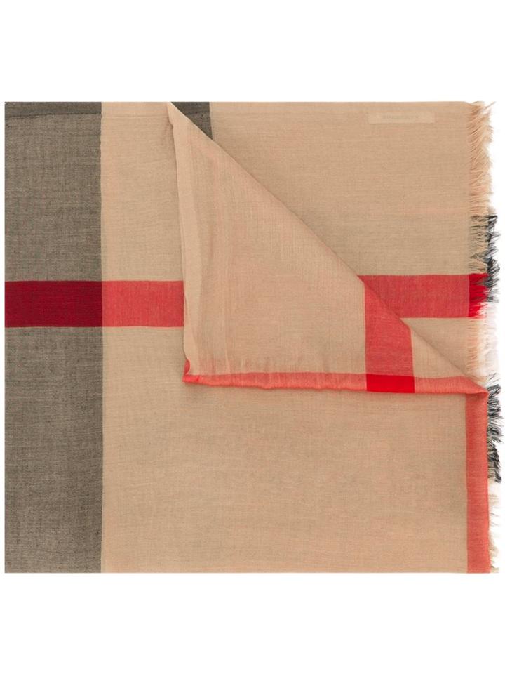 Burberry - House Check Scarf - Women - Silk/modal/cashmere - One Size, Nude/neutrals, Silk/modal/cashmere