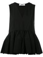 Msgm - Sleeveless Peplum Top - Women - Cotton/polyurethane/spandex/elastane - 42, Black, Cotton/polyurethane/spandex/elastane