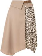 Guild Prime Leopard Print-panelled Skirt - Brown