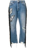 Twin-set Embroidered Cropped Jeans - Blue