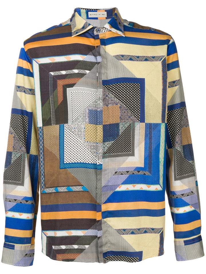 Etro Colourblock Print Shirt - Blue
