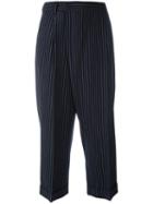 Alberto Biani Pinstriped Tapered Trousers, Women's, Size: 40, Blue, Cotton/spandex/elastane/virgin Wool