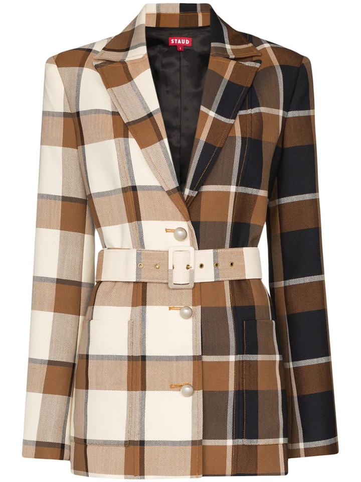 Staud Staud Jkt Blzr Bttn Dwn Plaid Two Tne - Brown