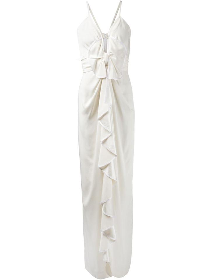 Fleur Du Mal Ruffle Front Evening Gown - White