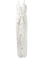 Fleur Du Mal Ruffle Front Evening Gown - White