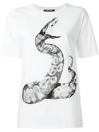 Roberto Cavalli Snake Print T-shirt, Women's, Size: 42, White, Cotton/viscose