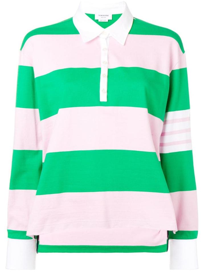 Thom Browne 4-bar Green Oversized Rugby Polo - Pink