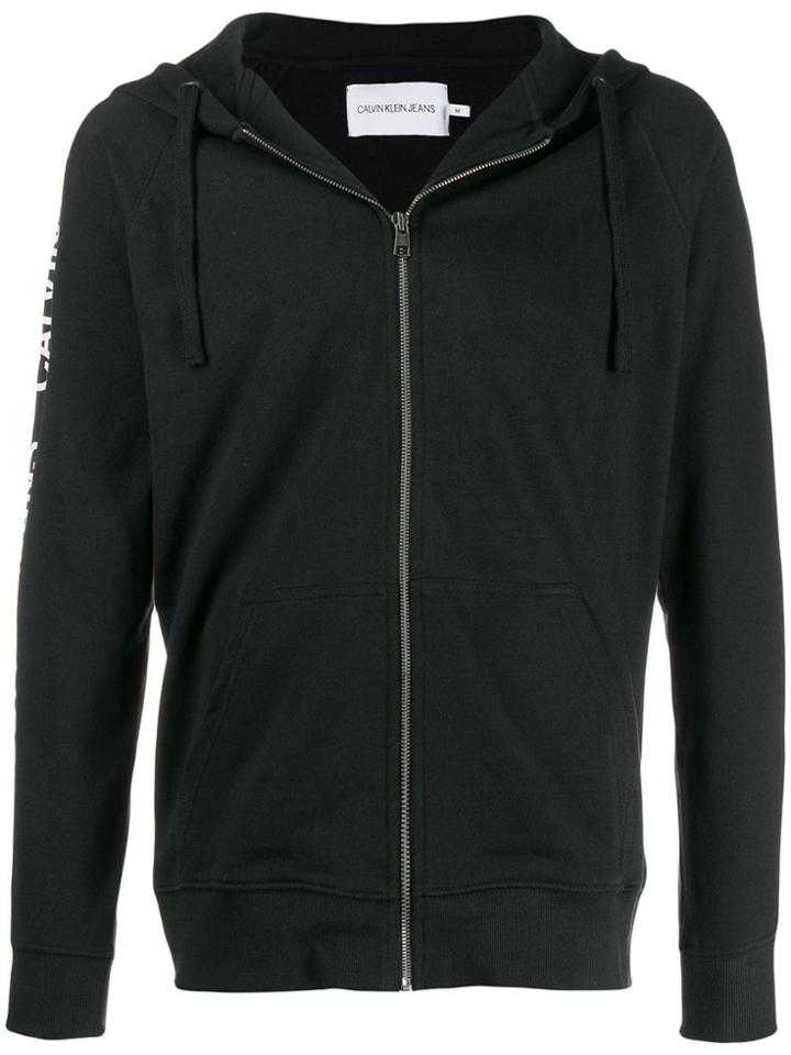 Calvin Klein Jeans Logo Zipped Hoodie - Black