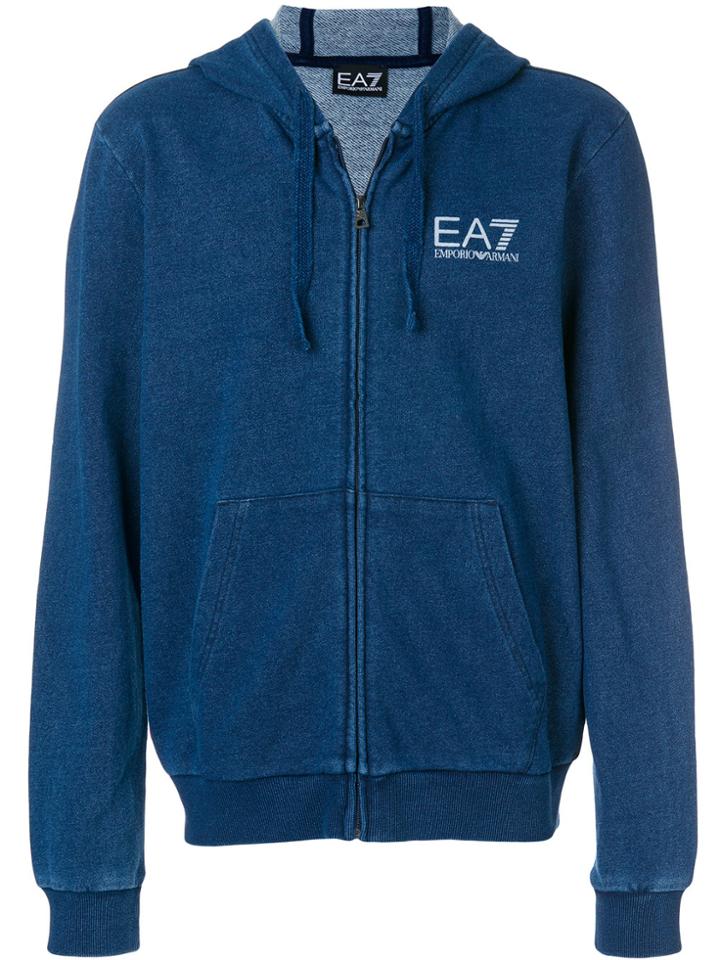 Ea7 Emporio Armani Denim Zip Hoodie - Blue
