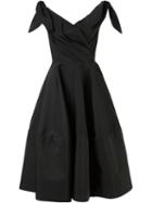 Christian Siriano Off-the-shoulder Flared Dress, Women's, Size: 8, Black, Silk