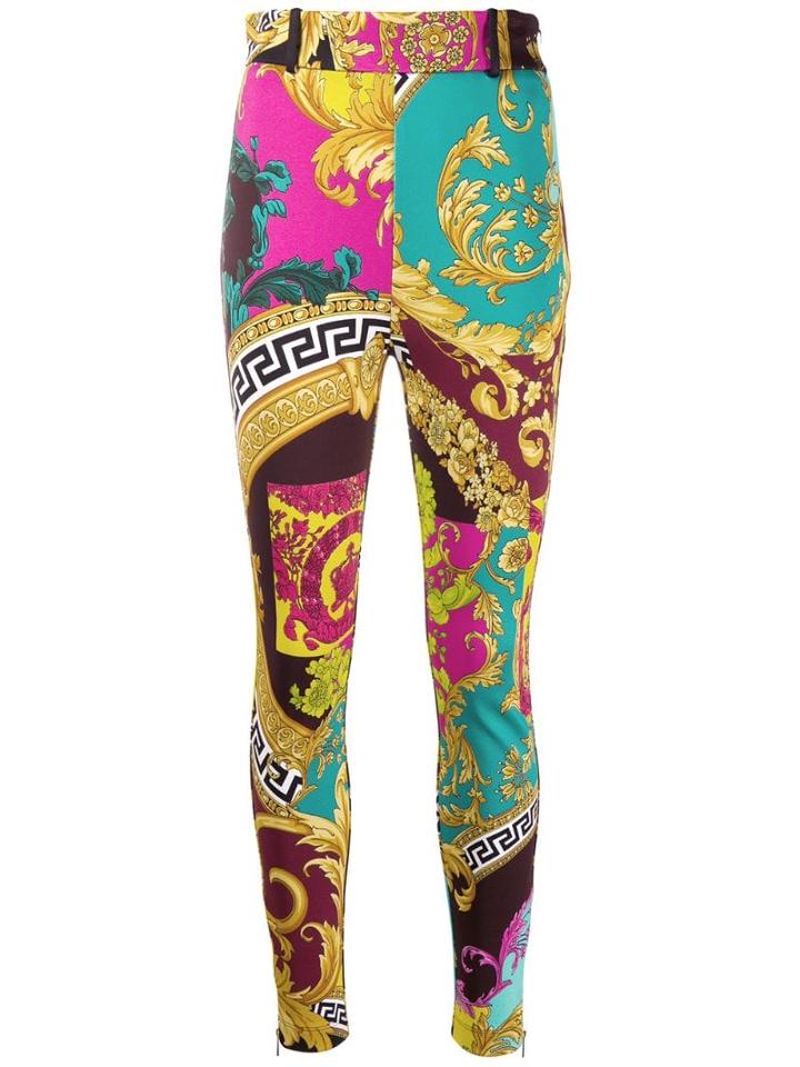 Versace Voyage Barocco Print Stretch Leggings - Pink