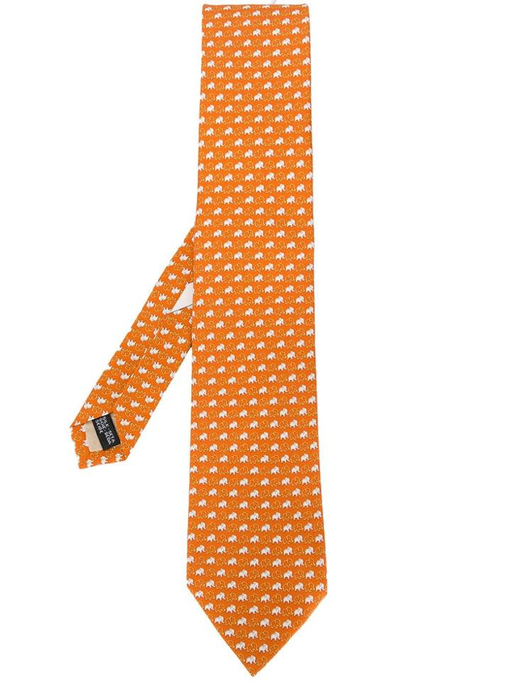 Salvatore Ferragamo Elephant Print Tie - Orange