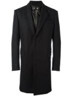 Les Hommes Layered Effect Mixed Media Coat, Men's, Size: 52, Grey, Leather/polyamide/viscose/virgin Wool