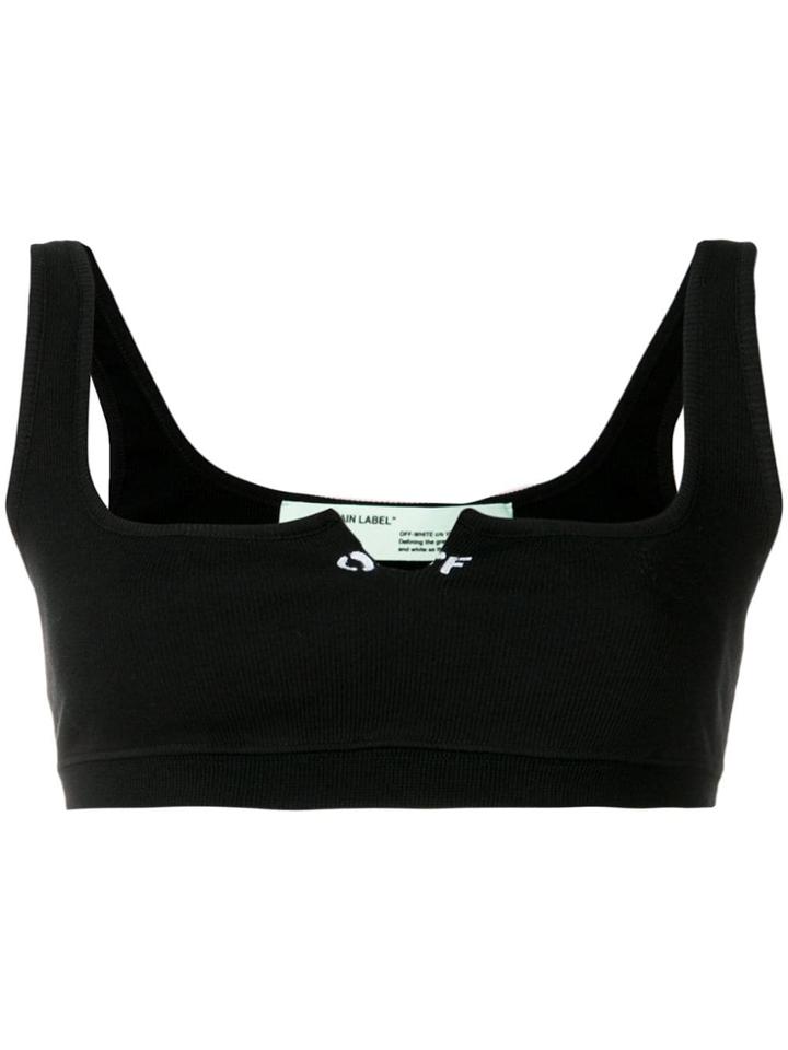 Off-white Square Neck Crop Top - Black