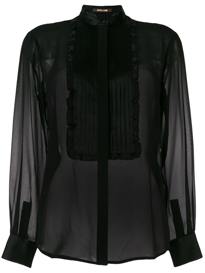 Roberto Cavalli Pleated Bib Blouse - Black