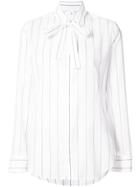 Y's Striped Tie Front Shirt - White